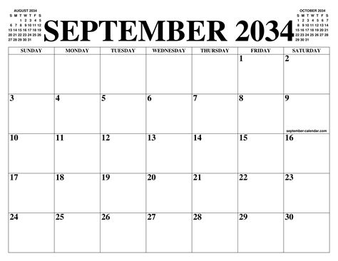 SEPTEMBER 2034 CALENDAR OF THE MONTH: FREE PRINTABLE SEPTEMBER CALENDAR ...