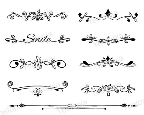 Digital Hand Drawn Text Dividers Decorative Borders Tattoo Etsy