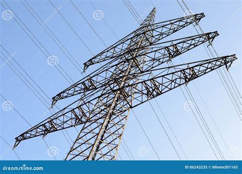 High Tension Power Lines in Sky Stock Image - Image of high, supply ...