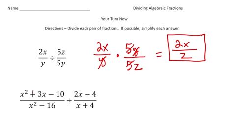 Dividing Algebraic Fractions Youtube