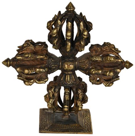 Tibetan Buddhism Vishva Vajra Double Dorje With Stand Made In