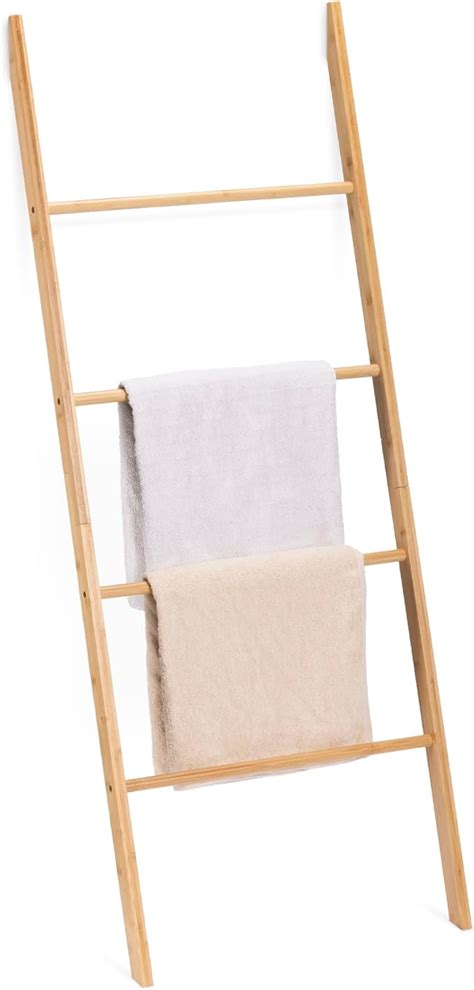 Navaris Bamboo Towel Ladder Wood Rack For Towels Clothes Blankets