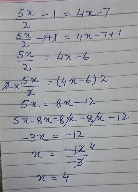 X4is A Solution Of The Equation 5x2 1 4x 7