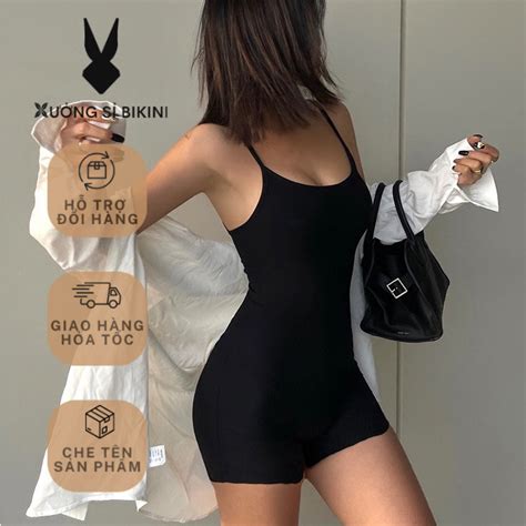 ĐỒ BƠI LIỀN MẢNH Bikini liền mảnh 2 DÂY FORM SHORT màu đen năng động Shopee Việt Nam