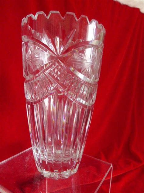 Vintage German Lead Crystal Vase 9 Clear Blown Glass Etsy