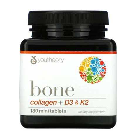 Youtheory Bone Collagen D3 And K2 Dietary Supplement 180 Count