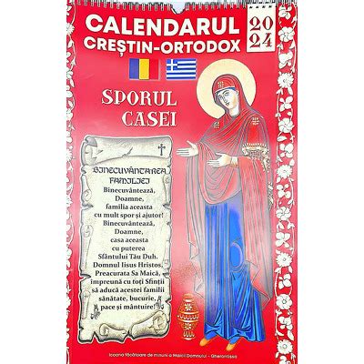 Calendar De Perete Crestin Ortodox Sporul Casei Rosu Format A