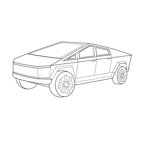 Line Drawing of the Tesla Cybertruck | Line Art Vector, Drawings, Tesla