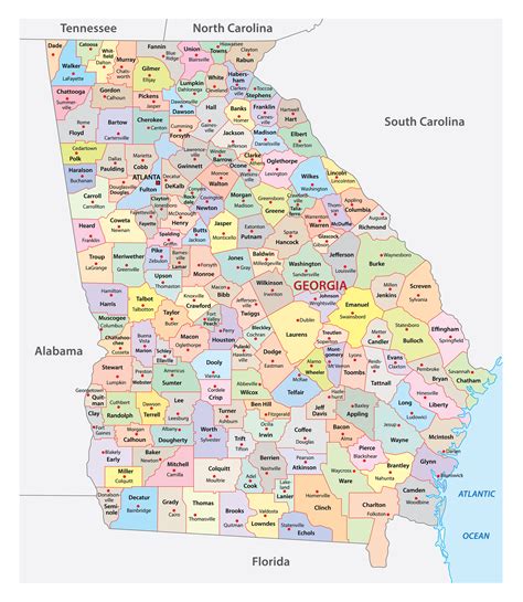 Map Of Northern Georgia Cities Tenessee, Alabama, Georgia USA Map