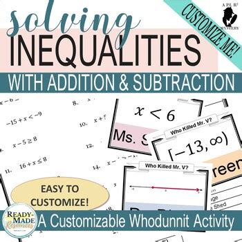 Solving Inequalities W Add Subtract Customizable Mystery Scavenger Hunt