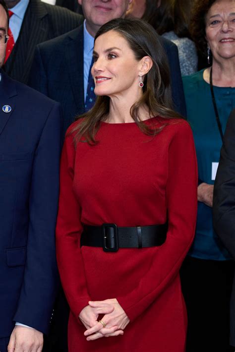 La reina Letizia planta cara al frío con un vestido entallado del color