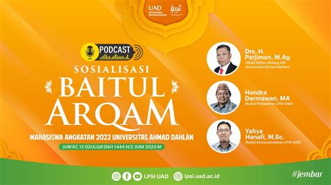 SOSIALISASI BAITUL ARQAM MAHASISWA 2023 LPSI UAD YouTube