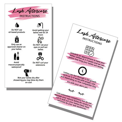 Buy Wanyeer Lash Extension Aftercare Instructions Cards Pack Double