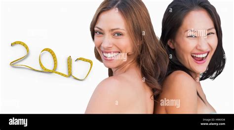 D Composite Image Of Laughing Beautiful Nude Models Posing Back To