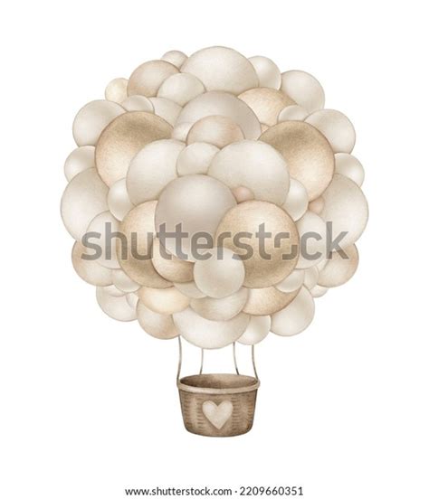 Brown Hot Air Balloon Balloons Watercolor Stock Illustration 2209660351