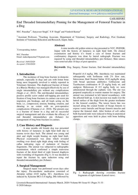 Pdf End Threaded Intramedullary Pinning For The Management Of Femoral