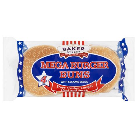 Baker Street Mega Burger Buns With Sesame Seeds By British Store Online