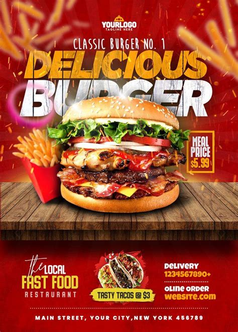 Burger Menu Promotion Flyer Psd Template Psd Zone In 2024 Burger