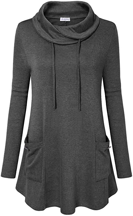 Bulotus Women S Long Sleeve Cowl Neck Casual Tunic Tops With Pockets