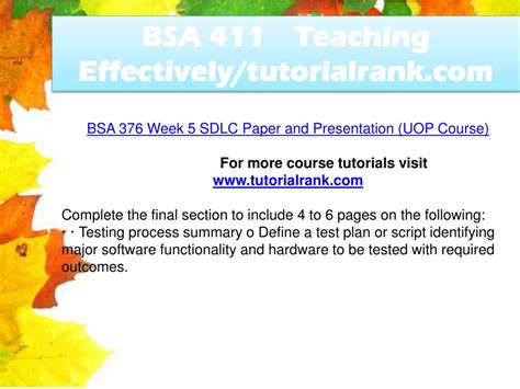 PPT BSA 411 Teaching Effectively Tutorialrank PowerPoint