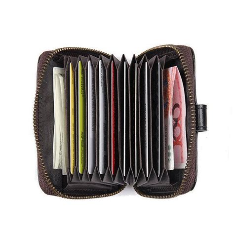 RFID Men Genuine Leather 15 Card Slot Card Holder Vintage Coin Purse