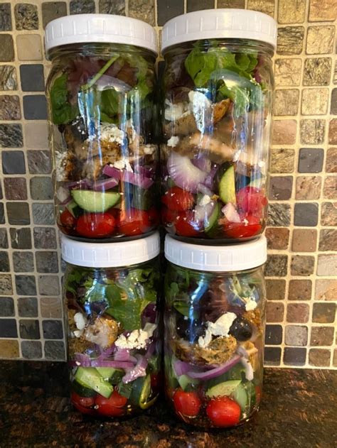 Greek Chicken Salad In Mason Jars Meal Prep Melanie Cooks