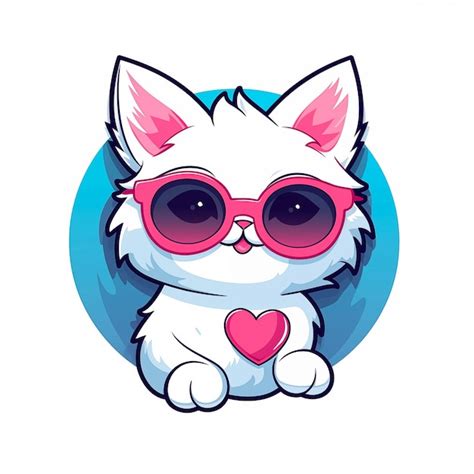 Premium AI Image | Cat illustration of a cute cartoon Wearing Sunglasses Cat illustration