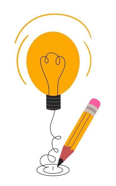 Premium Vector Creative Idea Concept Pencil With Light Bulb Vector