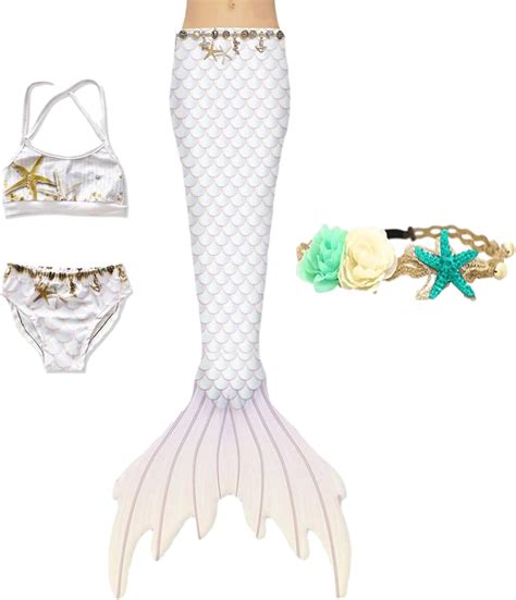 Girls Girls Mermaid Swim Set 3 Piece Tail Swimsuit With Bikini Top