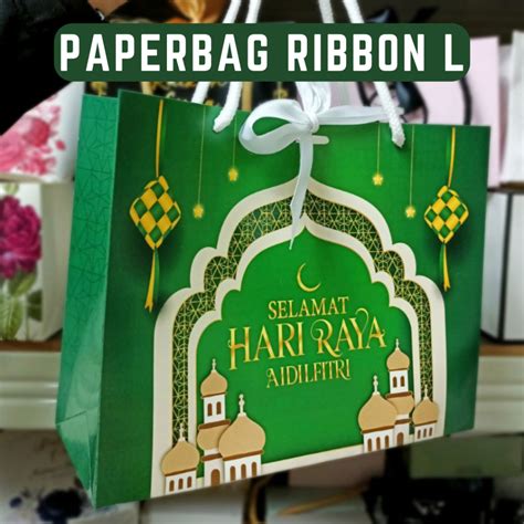 1PCS PAPERBAG RIBBON L RAYA RAYA GIFT BOX KOTAK BALANG KUIH RAYA RAYA