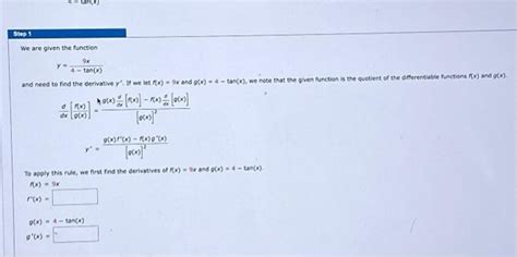 Solved 4 Tan X Step 1 We Are Given The Function 9x 4