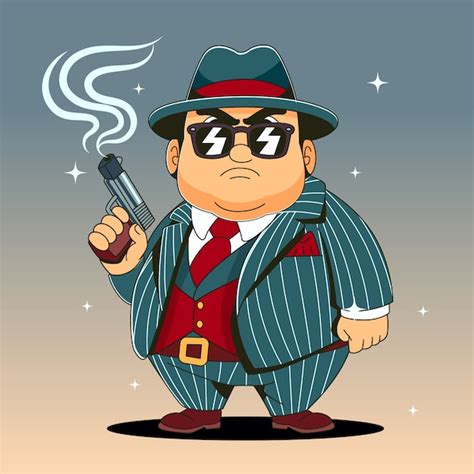 Premium Vector Hand Drawn Gangster Cartoon Illustration