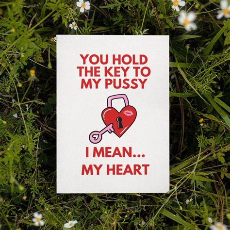 Printed Hold The Key To My Pussy Card Naughty Anniversary Card Funny Card For Him Her Naughty