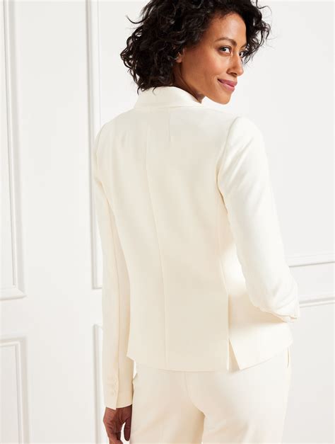 Stretch Crepe Double Breasted Blazer Talbots