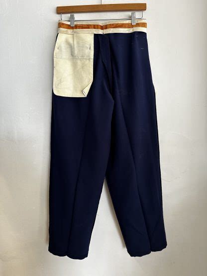 Vintage Navy Blue Pure Wool Deadstock S Pants X Chaos