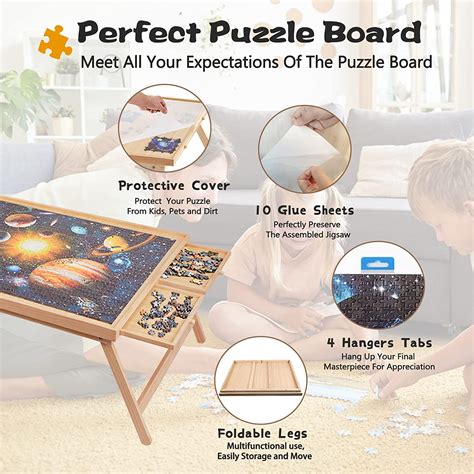 Piece Puzzle Board 34 X 26 Wooden Jigsaw Puzzle Table With Folding