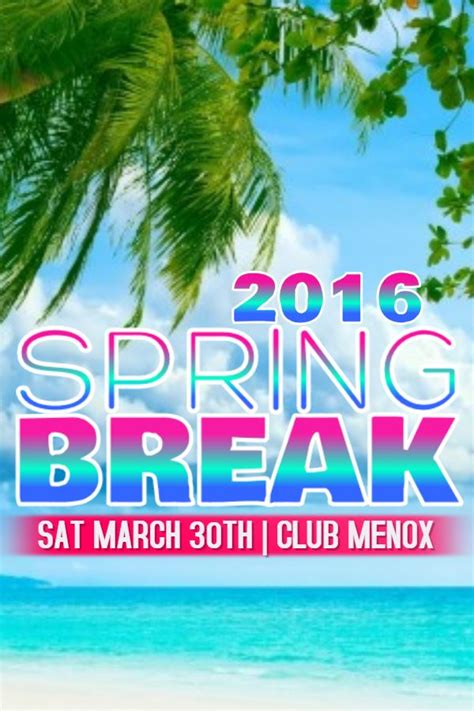 Tropical themed spring break party custom poster flyer social media ...