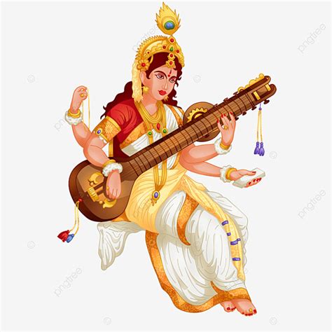 Vasant Panchami Png Picture Vasant Panchami Indian God Sitar Saraswati