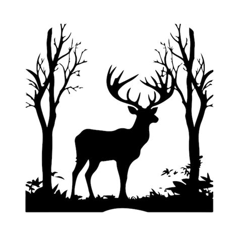 Premium Vector Deer Black Silhouette Isolated On White