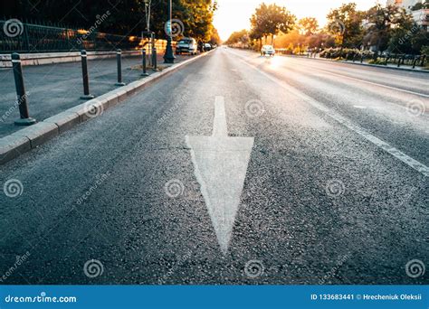 Arrow Signs As Road Markings On A Street Stock Image Image Of Roadway