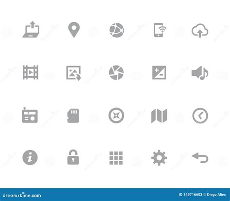 Web Mobile Icons Pixels Icons White Series Stock Vector