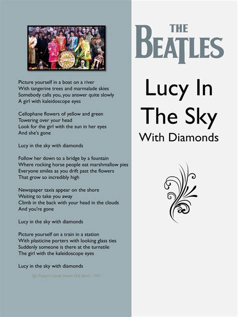 Lucy in the Sky With Diamonds Print the Beatles Beatles Lyrics From Sgt ...