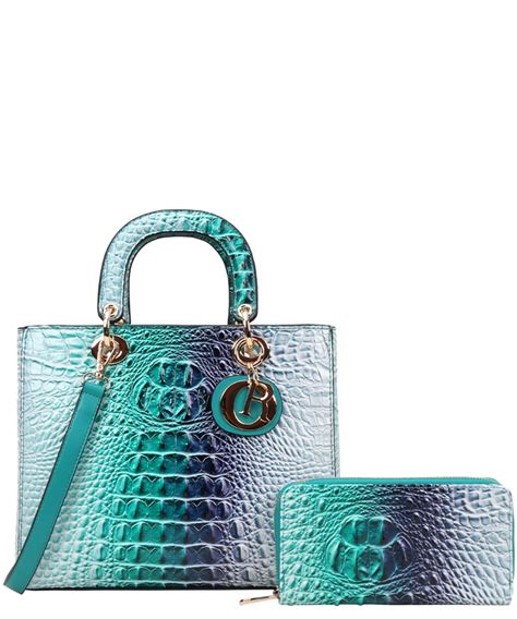 In Tie Dye Croc Satchel Wallet Set Ce W Turquoise