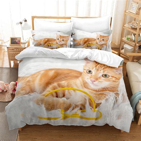 3d Kitty Print Bed Set Cute Kitten Graphic Duvet Cover Bedding Sets