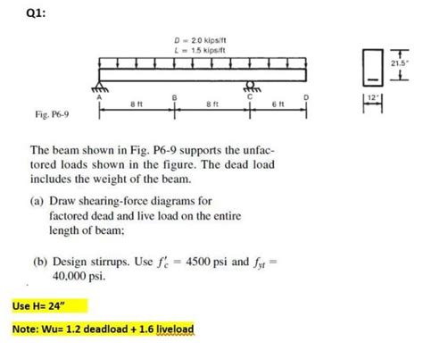 Solved The Beam Shown In Fig P Supports The Unfactored Chegg