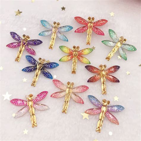 New Pcs Resin Bling Colorful Dragonfly Flatback Rhinestone Hole