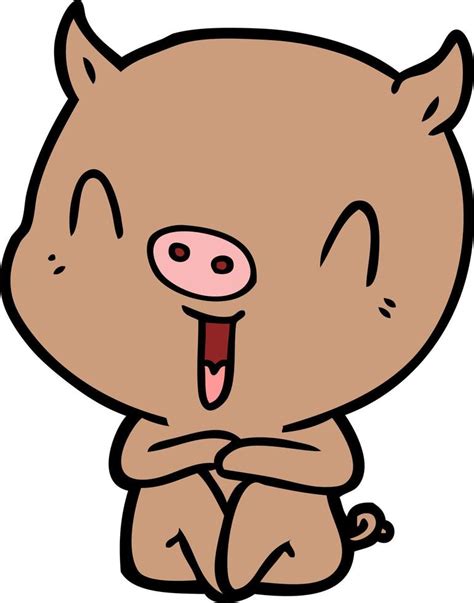 happy cartoon sitting pig 12549324 Vector Art at Vecteezy