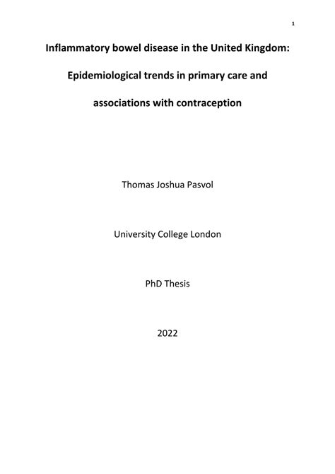 Pdf Inflammatory Bowel Disease In The United Kingdom Epidemiological