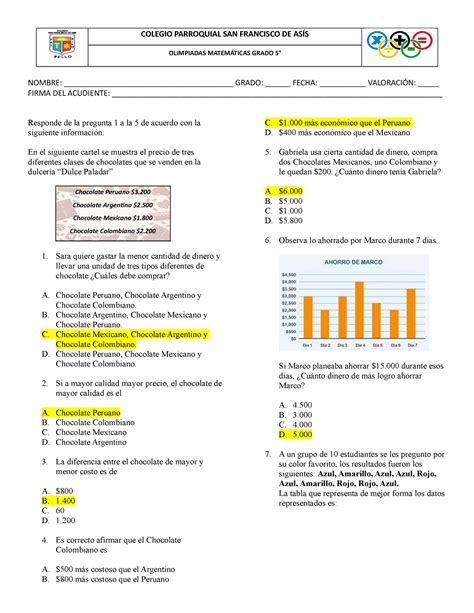 Olimpiada De Matem Ticas Colegio Parroquial San Francisco De As S