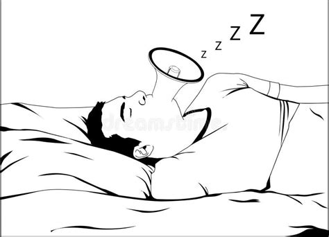 Cartoon Illustration of Snoring Man on Bed Stock Vector - Illustration ...